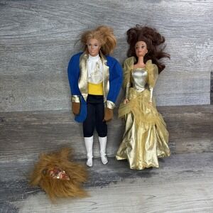 Mattel 1991 1st Issue Belle & 1992 Beast Classics Disney Beauty & Beast Dolls
